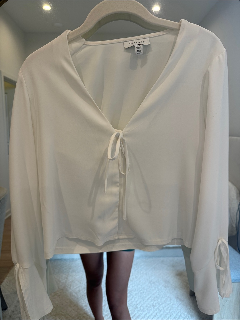Topshop Tie-Front V-Neck Blouse